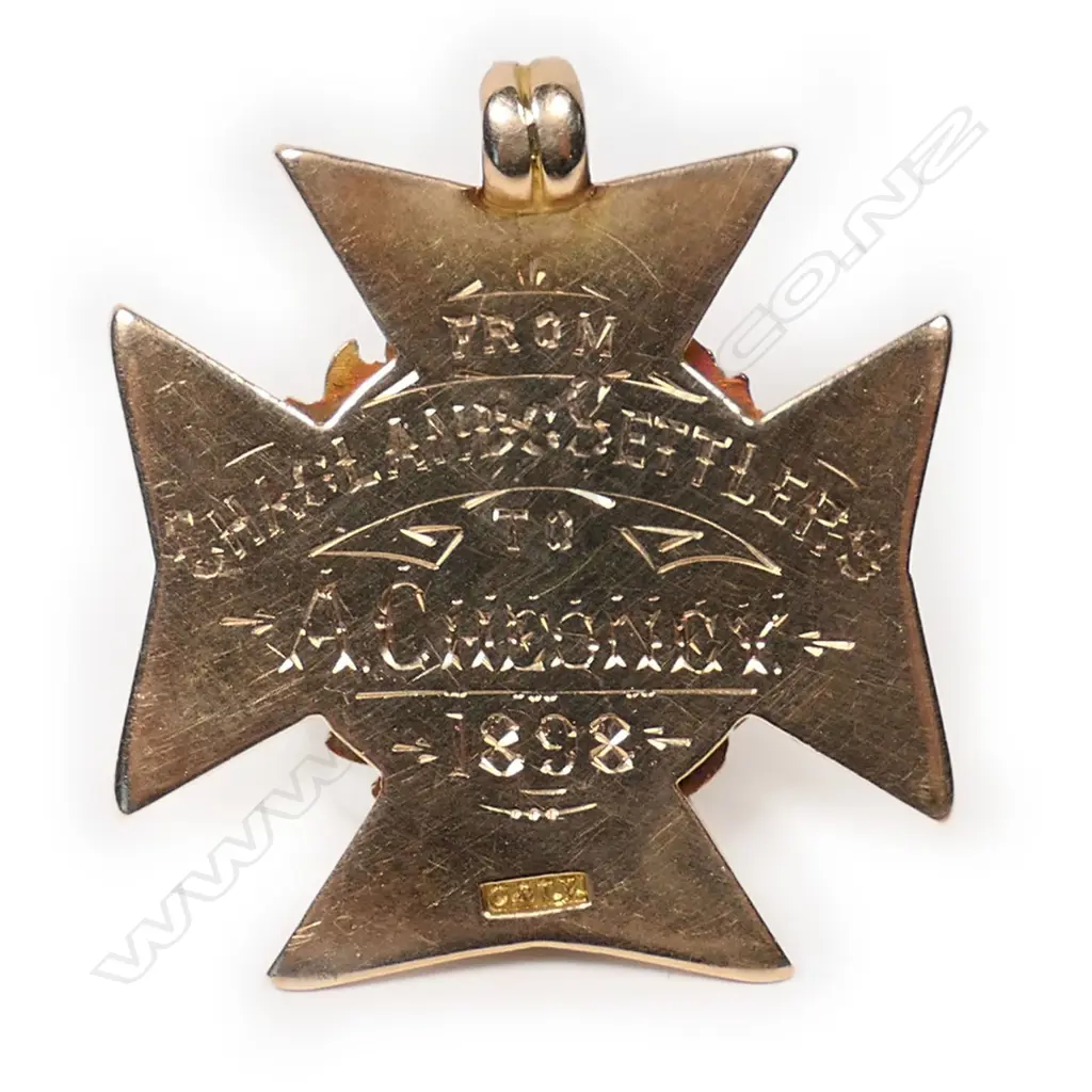G & T Young 9ct gold medal Otago 1898, Image 1++